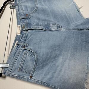 Classic Blue High-Waisted Denim Cutoff Shorts